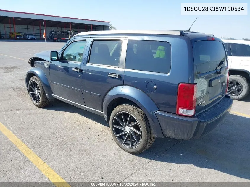 2008 Dodge Nitro Sxt VIN: 1D8GU28K38W190584 Lot: 40478034