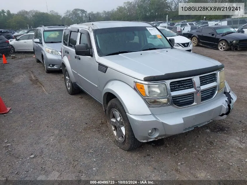 2008 Dodge Nitro Sxt VIN: 1D8GU28KX8W219241 Lot: 40495723