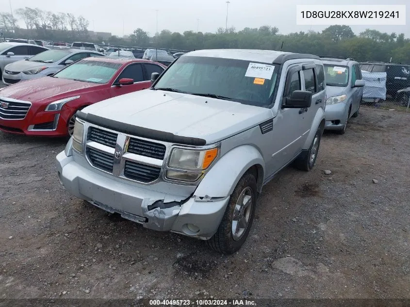 2008 Dodge Nitro Sxt VIN: 1D8GU28KX8W219241 Lot: 40495723