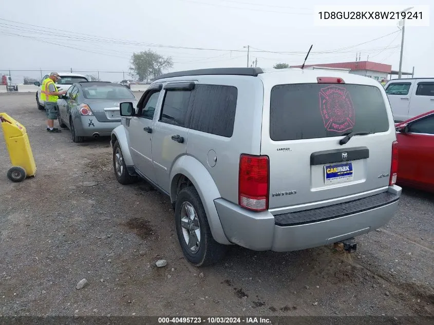 2008 Dodge Nitro Sxt VIN: 1D8GU28KX8W219241 Lot: 40495723