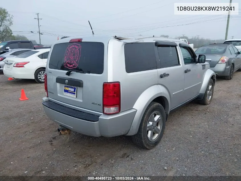 2008 Dodge Nitro Sxt VIN: 1D8GU28KX8W219241 Lot: 40495723