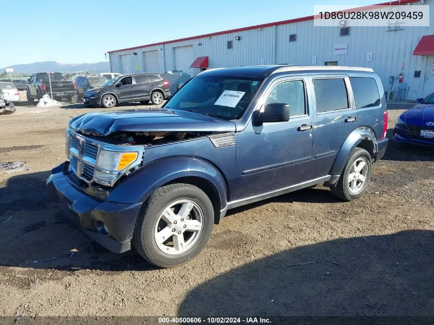 2008 Dodge Nitro Sxt VIN: 1D8GU28K98W209459 Lot: 40500606