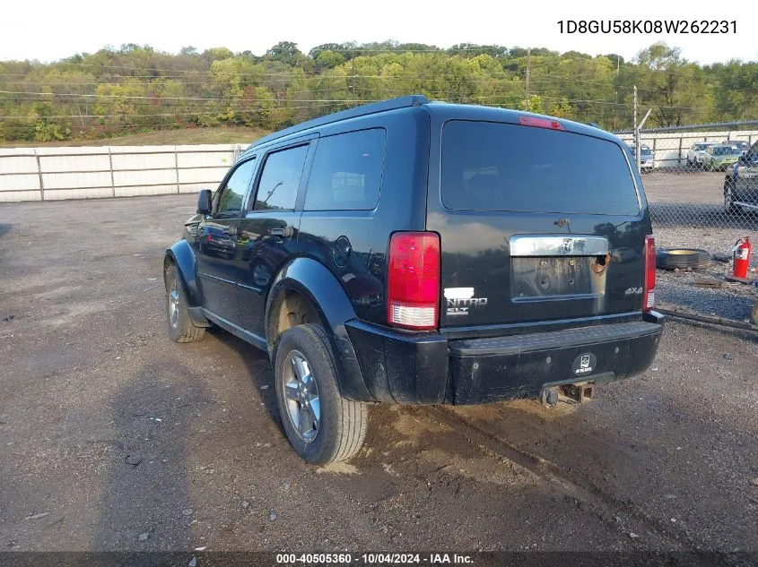 2008 Dodge Nitro Slt/Rt VIN: 1D8GU58K08W262231 Lot: 40505360