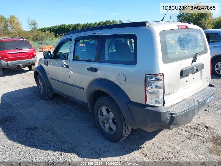 2008 Dodge Nitro Sxt VIN: 1D8GU28K18W247865 Lot: 40512367