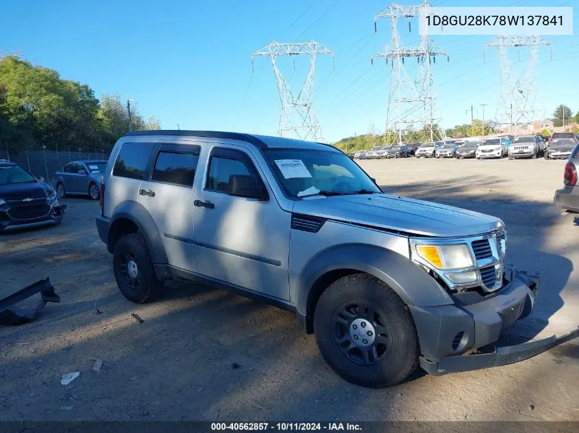 1D8GU28K78W137841 2008 Dodge Nitro Sxt