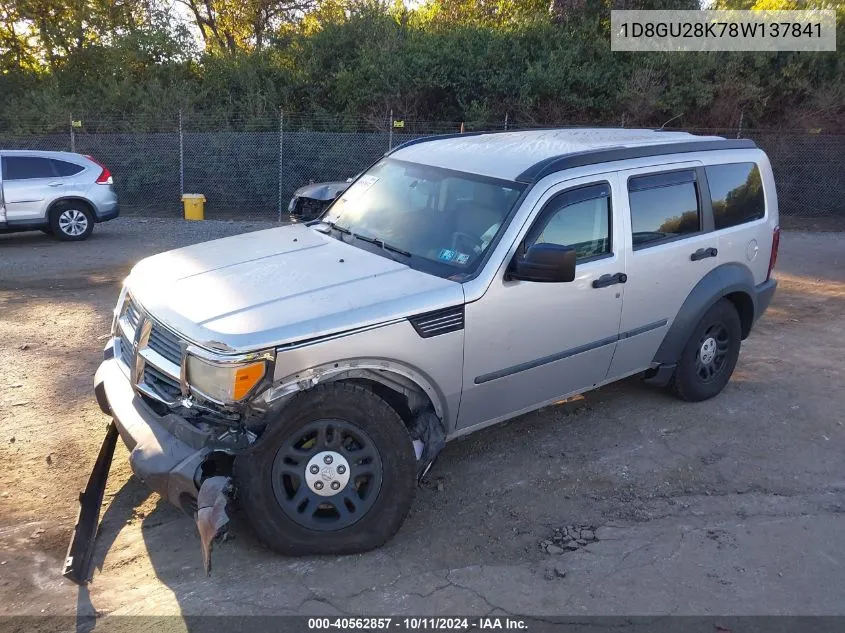 1D8GU28K78W137841 2008 Dodge Nitro Sxt