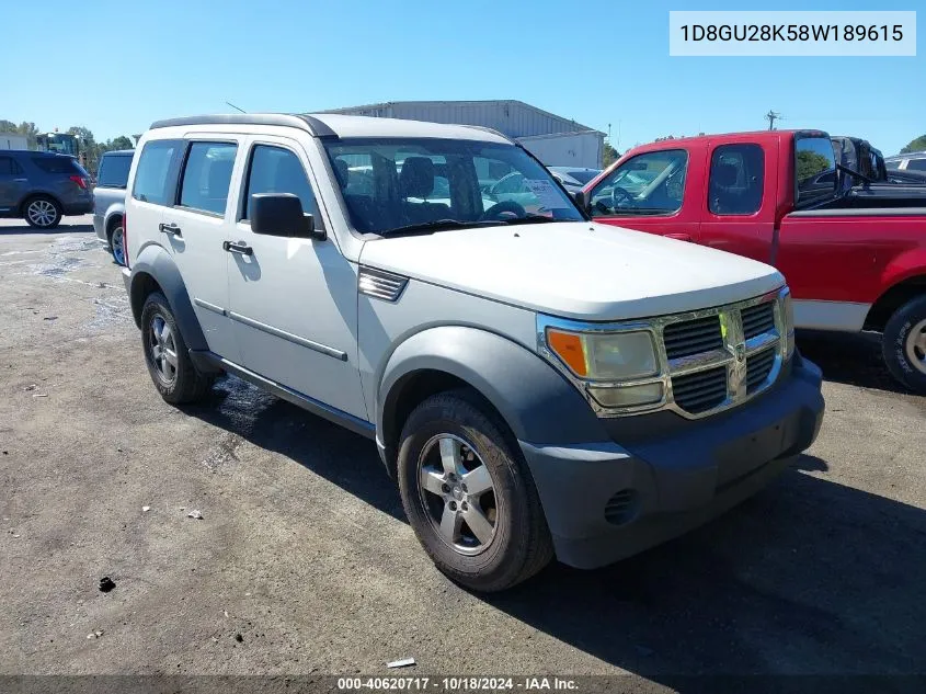 1D8GU28K58W189615 2008 Dodge Nitro Sxt