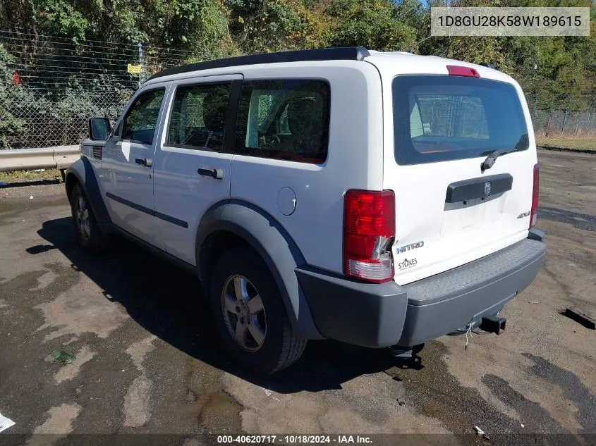 1D8GU28K58W189615 2008 Dodge Nitro Sxt