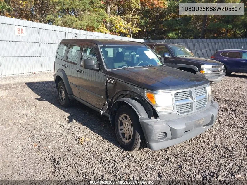 2008 Dodge Nitro Sxt VIN: 1D8GU28K88W205807 Lot: 40638365