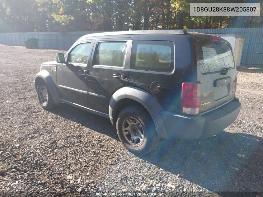 2008 Dodge Nitro Sxt VIN: 1D8GU28K88W205807 Lot: 40638365