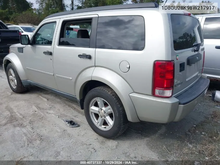 2008 Dodge Nitro Sxt VIN: 1D8GU28K98W217917 Lot: 40737337