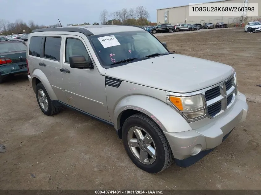 2008 Dodge Nitro Sxt VIN: 1D8GU28K68W260398 Lot: 40741481