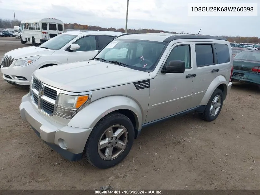 2008 Dodge Nitro Sxt VIN: 1D8GU28K68W260398 Lot: 40741481