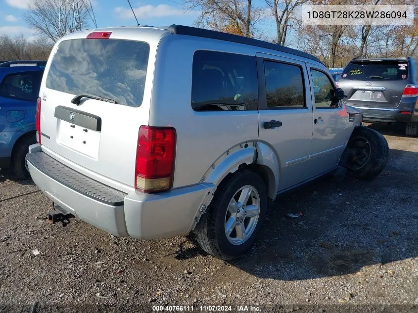 2008 Dodge Nitro Sxt VIN: 1D8GT28K28W286094 Lot: 40766111