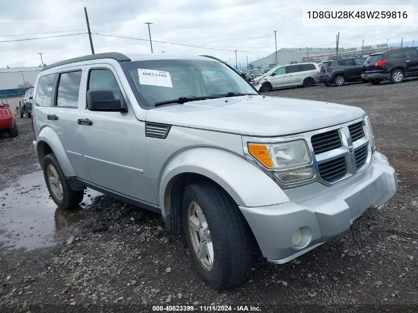 2008 Dodge Nitro Sxt VIN: 1D8GU28K48W259816 Lot: 40823399