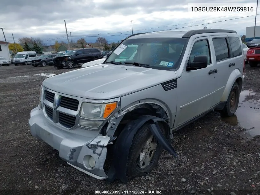 2008 Dodge Nitro Sxt VIN: 1D8GU28K48W259816 Lot: 40823399