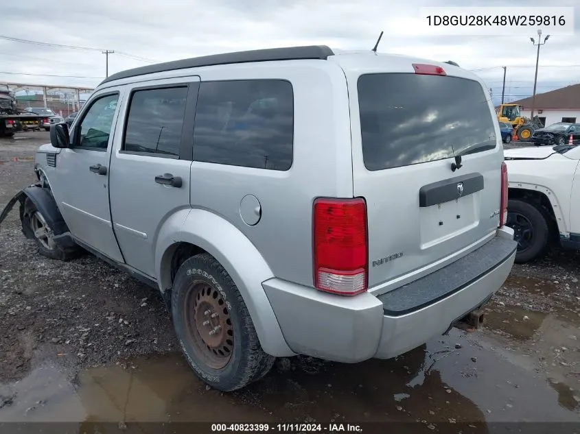 2008 Dodge Nitro Sxt VIN: 1D8GU28K48W259816 Lot: 40823399