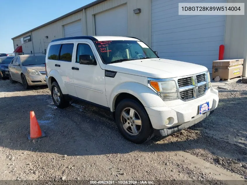 2009 Dodge Nitro Se VIN: 1D8GT28K89W514004 Lot: 40629261