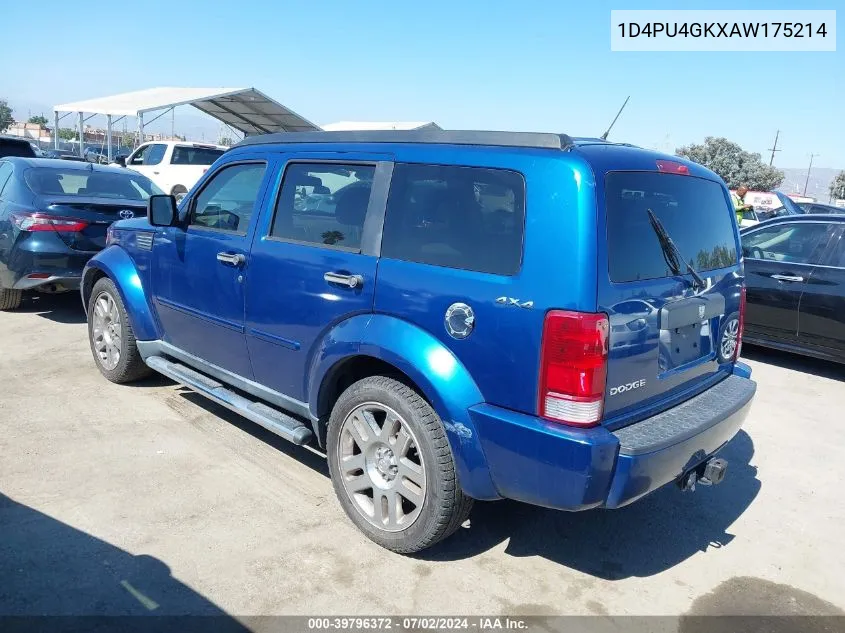 2010 Dodge Nitro Heat VIN: 1D4PU4GKXAW175214 Lot: 39796372