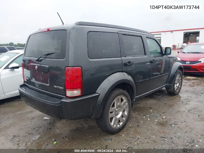 2010 Dodge Nitro Heat VIN: 1D4PT4GK3AW173744 Lot: 40414840