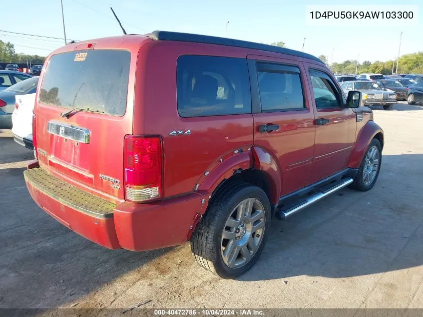 2010 Dodge Nitro Sxt VIN: 1D4PU5GK9AW103300 Lot: 40472786