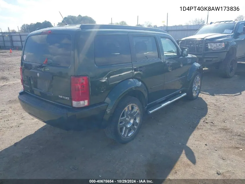 2010 Dodge Nitro Heat VIN: 1D4PT4GK8AW173836 Lot: 40675654