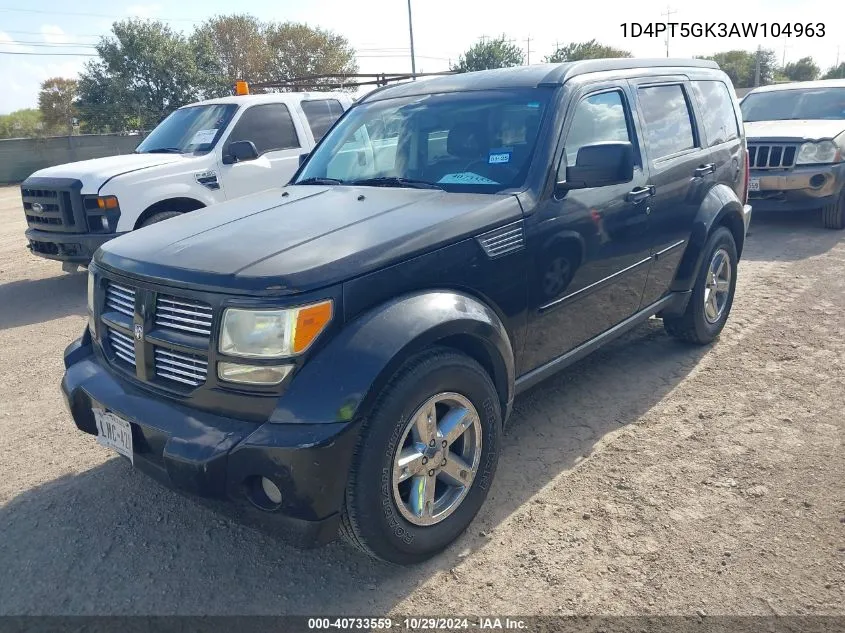 2010 Dodge Nitro Sxt VIN: 1D4PT5GK3AW104963 Lot: 40733559