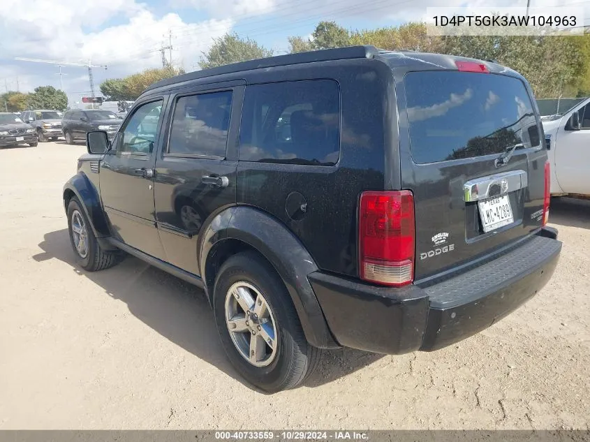 2010 Dodge Nitro Sxt VIN: 1D4PT5GK3AW104963 Lot: 40733559