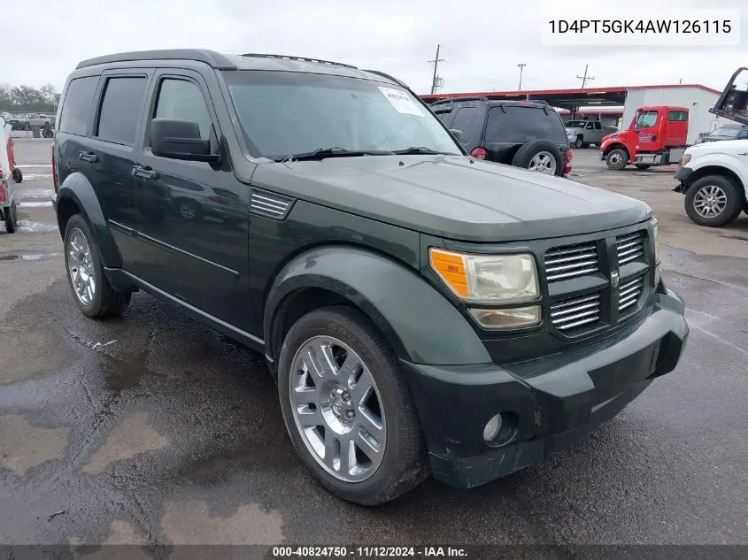 2010 Dodge Nitro Sxt VIN: 1D4PT5GK4AW126115 Lot: 40824750