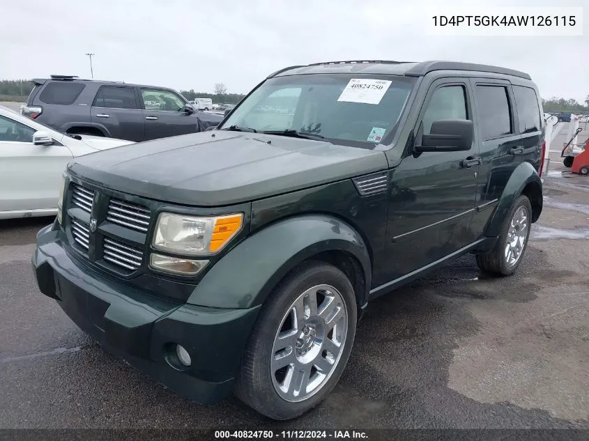 2010 Dodge Nitro Sxt VIN: 1D4PT5GK4AW126115 Lot: 40824750