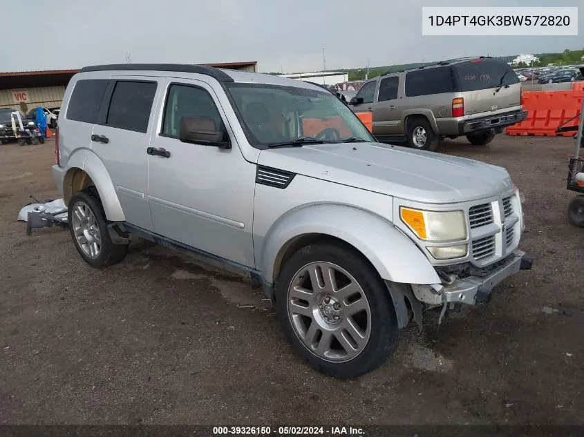 2011 Dodge Nitro Heat VIN: 1D4PT4GK3BW572820 Lot: 39326150