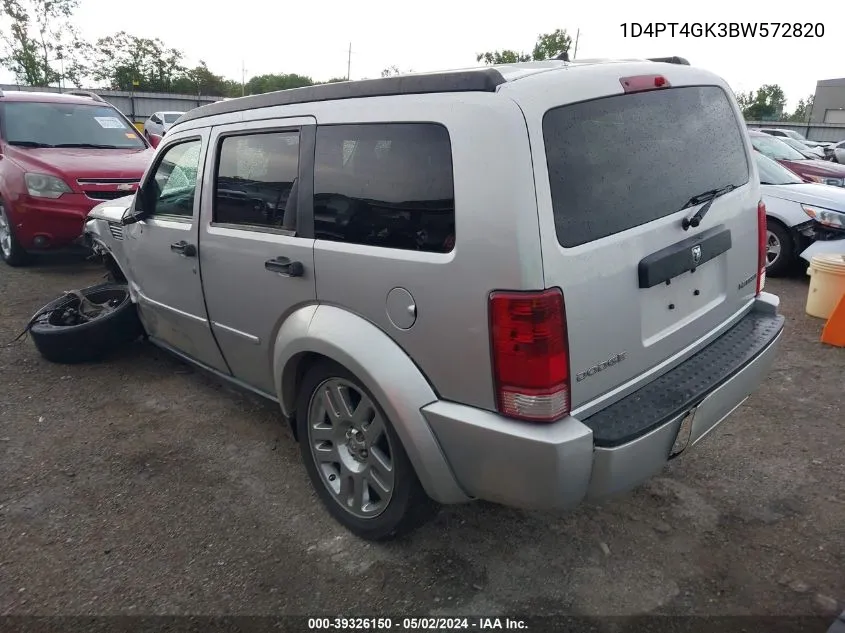 2011 Dodge Nitro Heat VIN: 1D4PT4GK3BW572820 Lot: 39326150