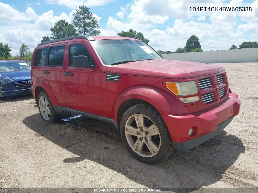 2011 Dodge Nitro Heat VIN: 1D4PT4GK4BW605338 Lot: 40191391