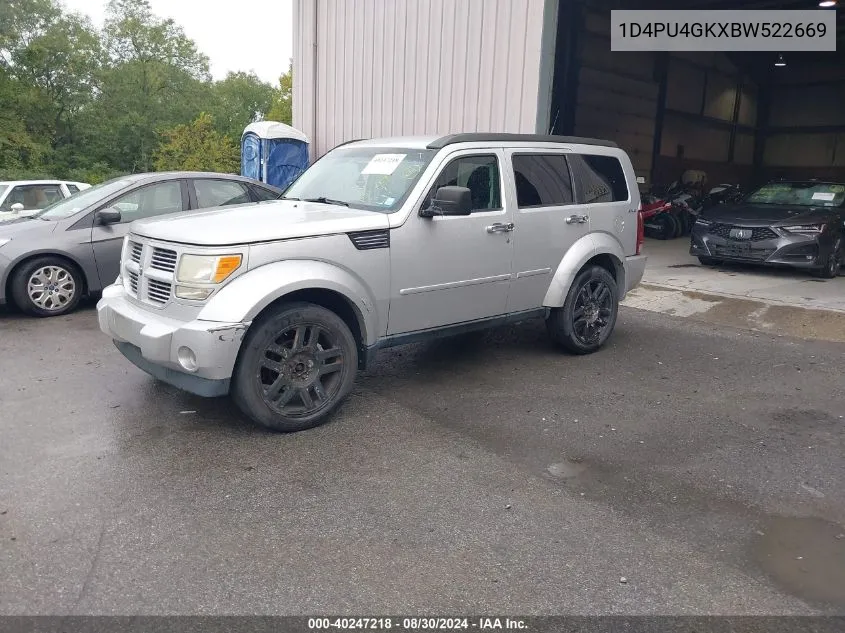 2011 Dodge Nitro Heat VIN: 1D4PU4GKXBW522669 Lot: 40247218