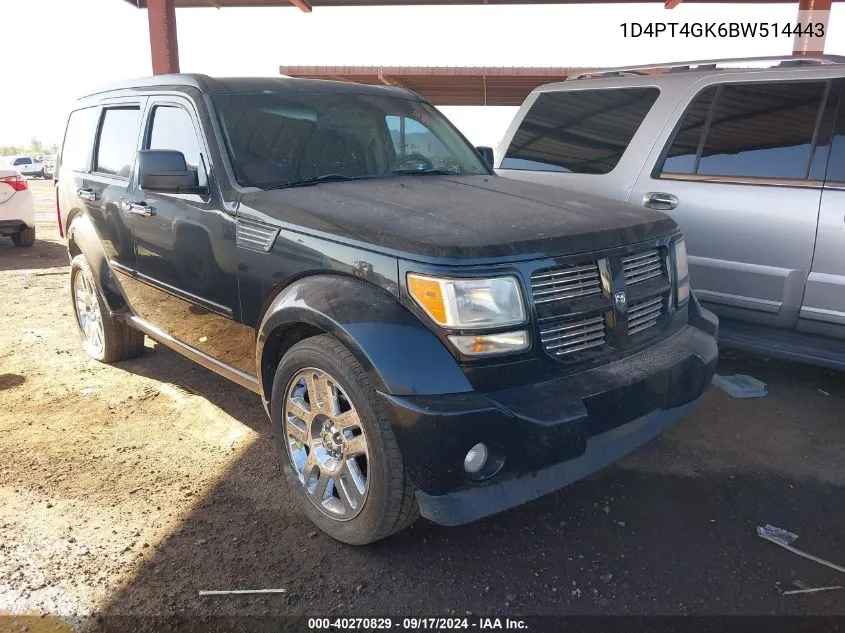 2011 Dodge Nitro Heat VIN: 1D4PT4GK6BW514443 Lot: 40270829