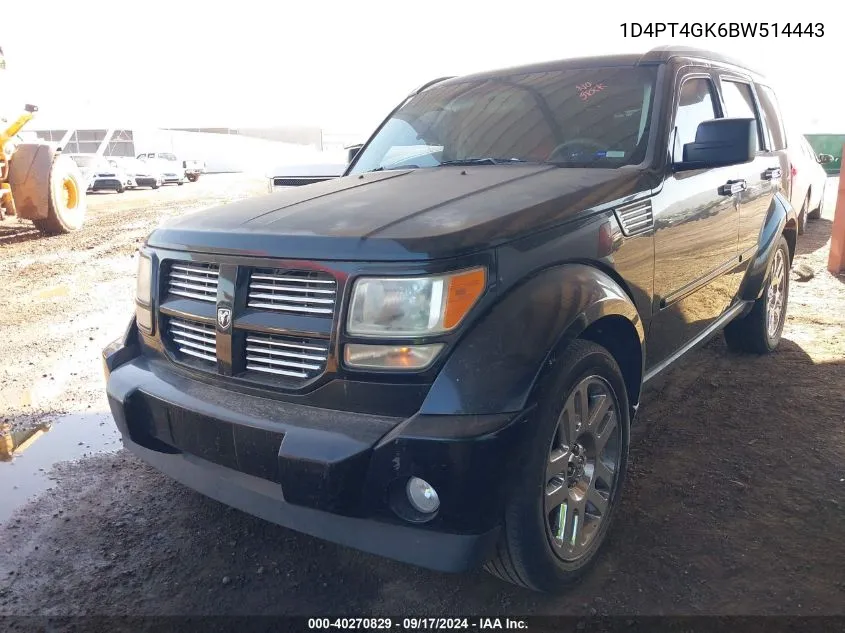 2011 Dodge Nitro Heat VIN: 1D4PT4GK6BW514443 Lot: 40270829