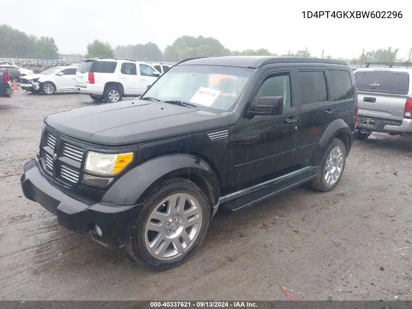 2011 Dodge Nitro Heat VIN: 1D4PT4GKXBW602296 Lot: 40337621