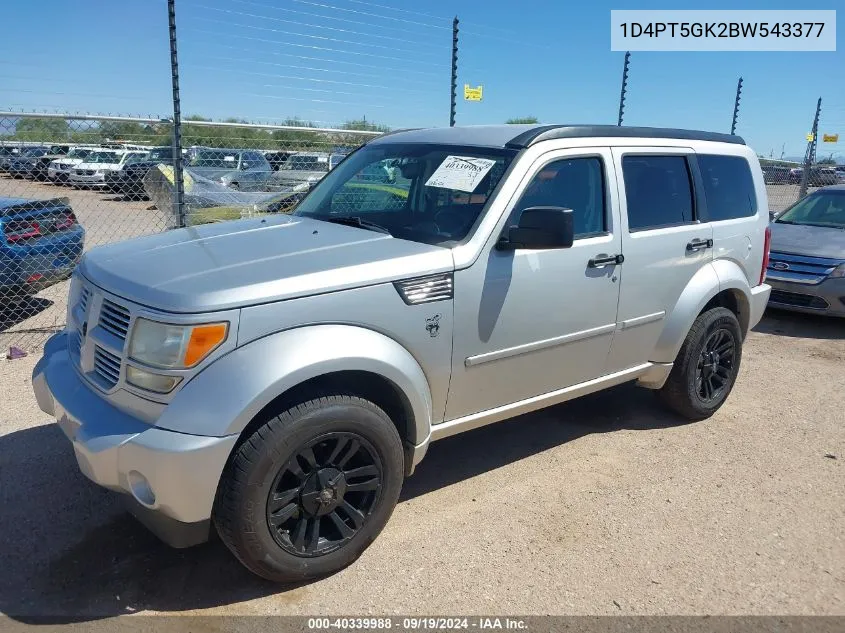 2011 Dodge Nitro Sxt VIN: 1D4PT5GK2BW543377 Lot: 40339988