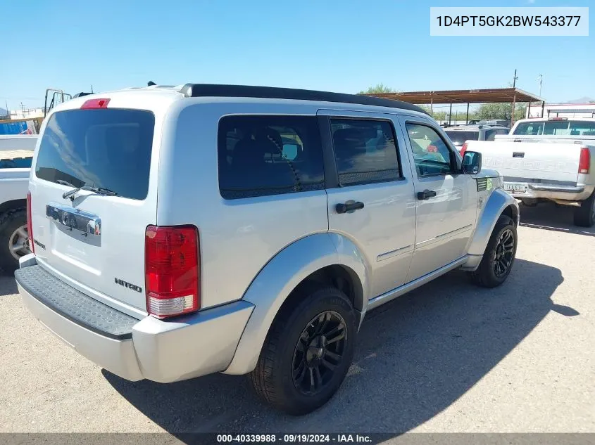 2011 Dodge Nitro Sxt VIN: 1D4PT5GK2BW543377 Lot: 40339988