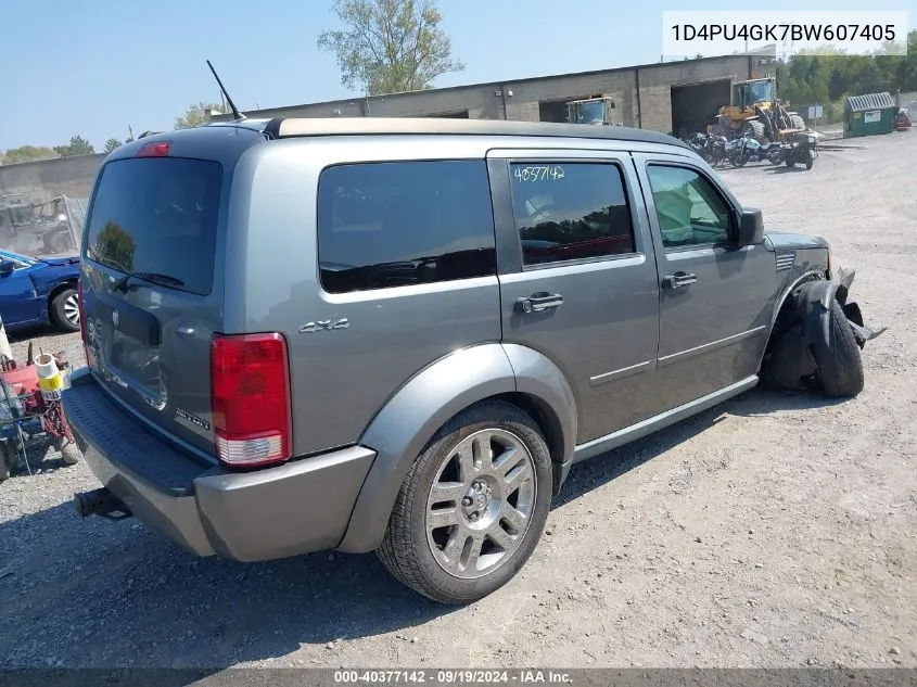 2011 Dodge Nitro Heat VIN: 1D4PU4GK7BW607405 Lot: 40377142