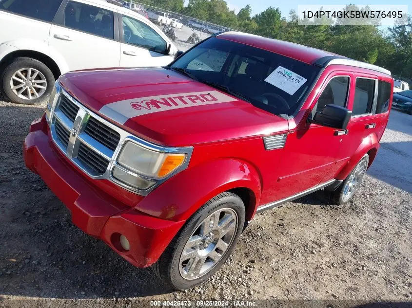 2011 Dodge Nitro Heat VIN: 1D4PT4GK5BW576495 Lot: 40425473