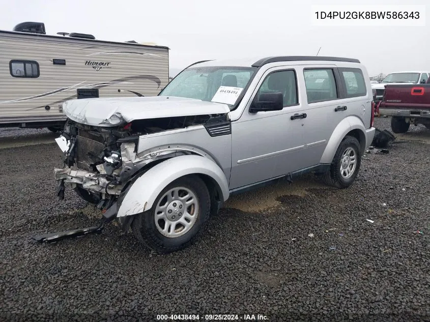 2011 Dodge Nitro Se VIN: 1D4PU2GK8BW586343 Lot: 40438494