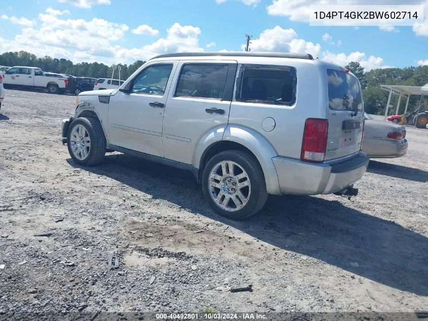 2011 Dodge Nitro Heat VIN: 1D4PT4GK2BW602714 Lot: 40492801