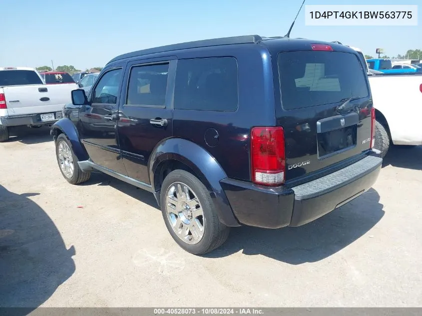 2011 Dodge Nitro Heat VIN: 1D4PT4GK1BW563775 Lot: 40528073