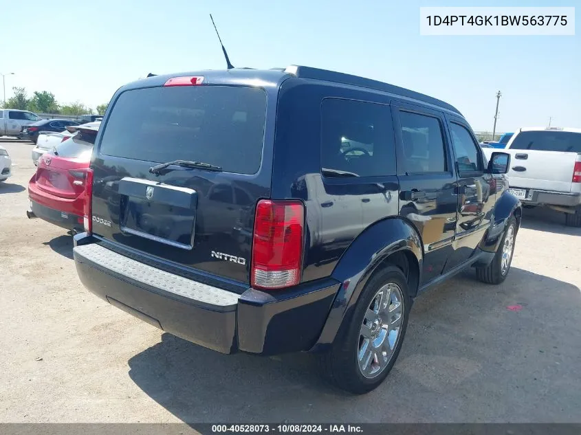 2011 Dodge Nitro Heat VIN: 1D4PT4GK1BW563775 Lot: 40528073