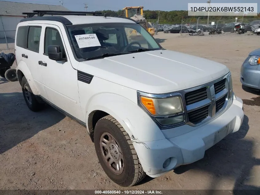 2011 Dodge Nitro Se VIN: 1D4PU2GK6BW552143 Lot: 40580540