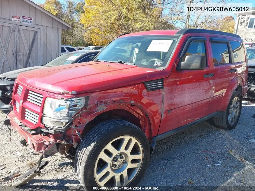 2011 Dodge Nitro Heat VIN: 1D4PU4GK9BW605042 Lot: 40688390