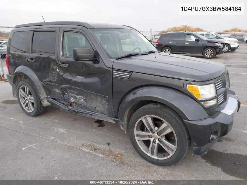 2011 Dodge Nitro Shock VIN: 1D4PU7GX3BW584184 Lot: 40713294