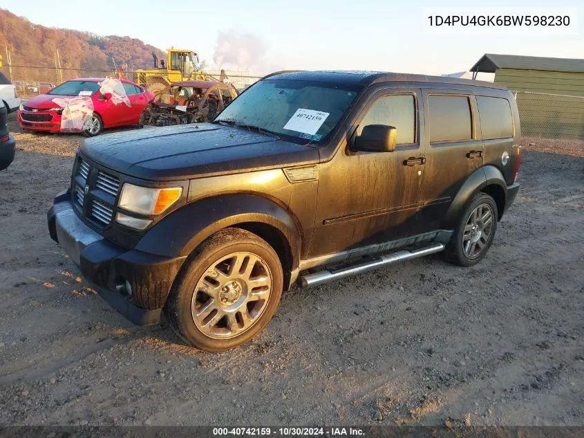 2011 Dodge Nitro Heat VIN: 1D4PU4GK6BW598230 Lot: 40742159