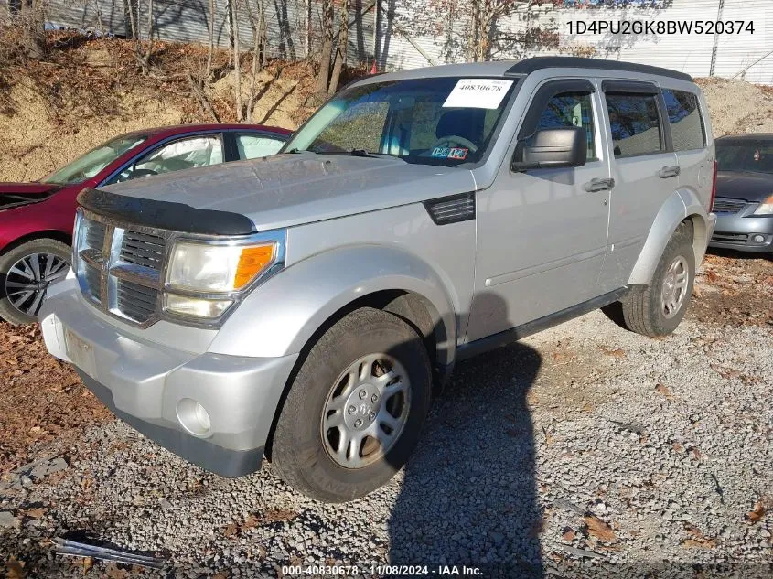 2011 Dodge Nitro Se VIN: 1D4PU2GK8BW520374 Lot: 40830678